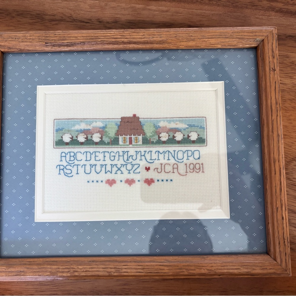 Framed Alphabet needlepoint Stitch Art